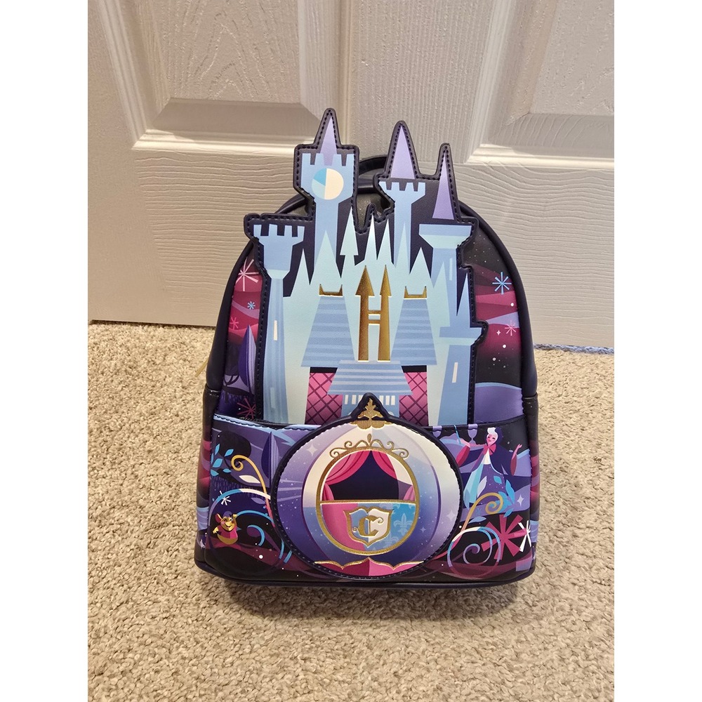 Loungefly Disney Cinderella Castle Series Mini Backpack WDBK1653 Purple Blue NEW
